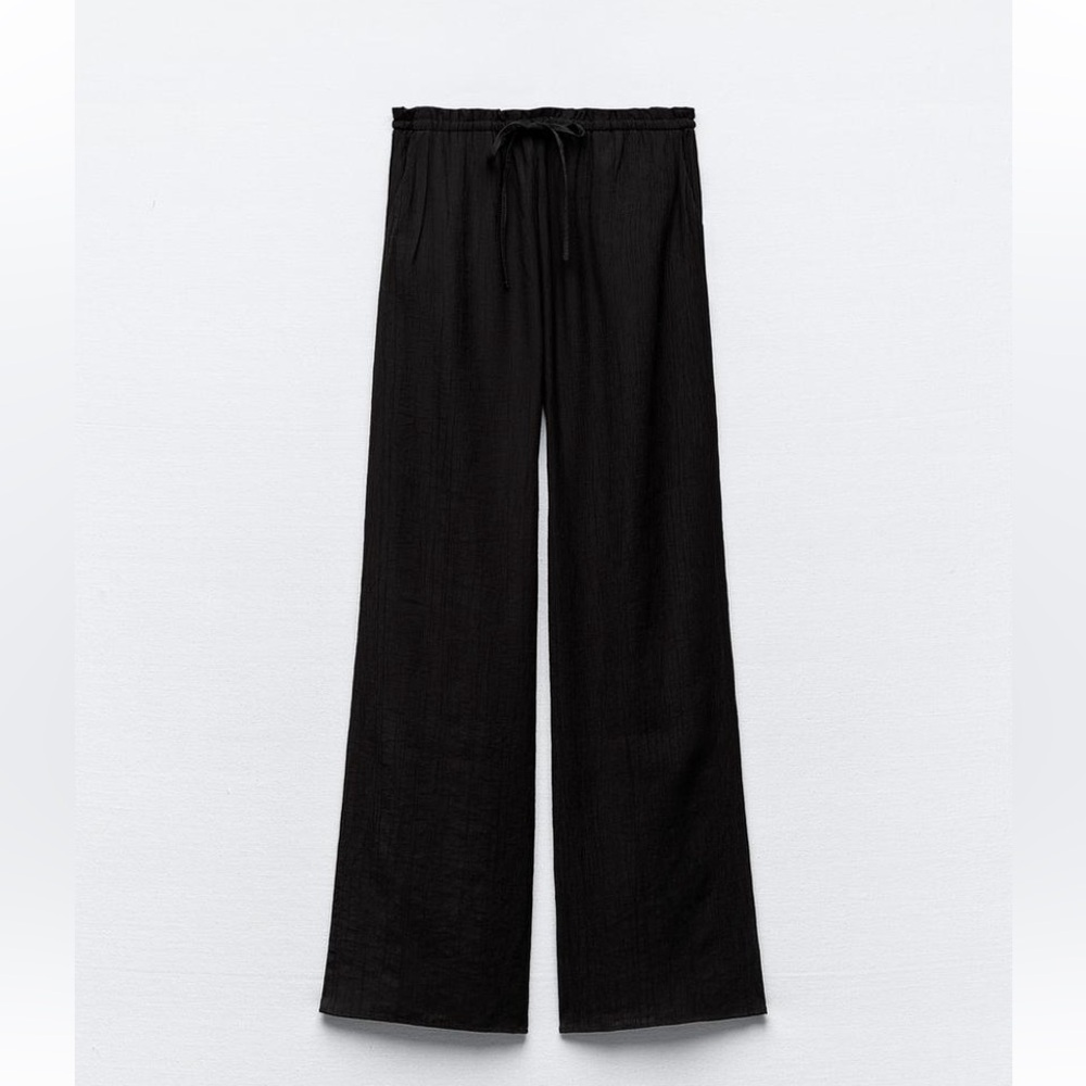 Zara Womens Textured Pants Cream color